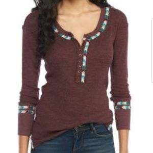 Beautiful detailed fp long sleeve thermal like top